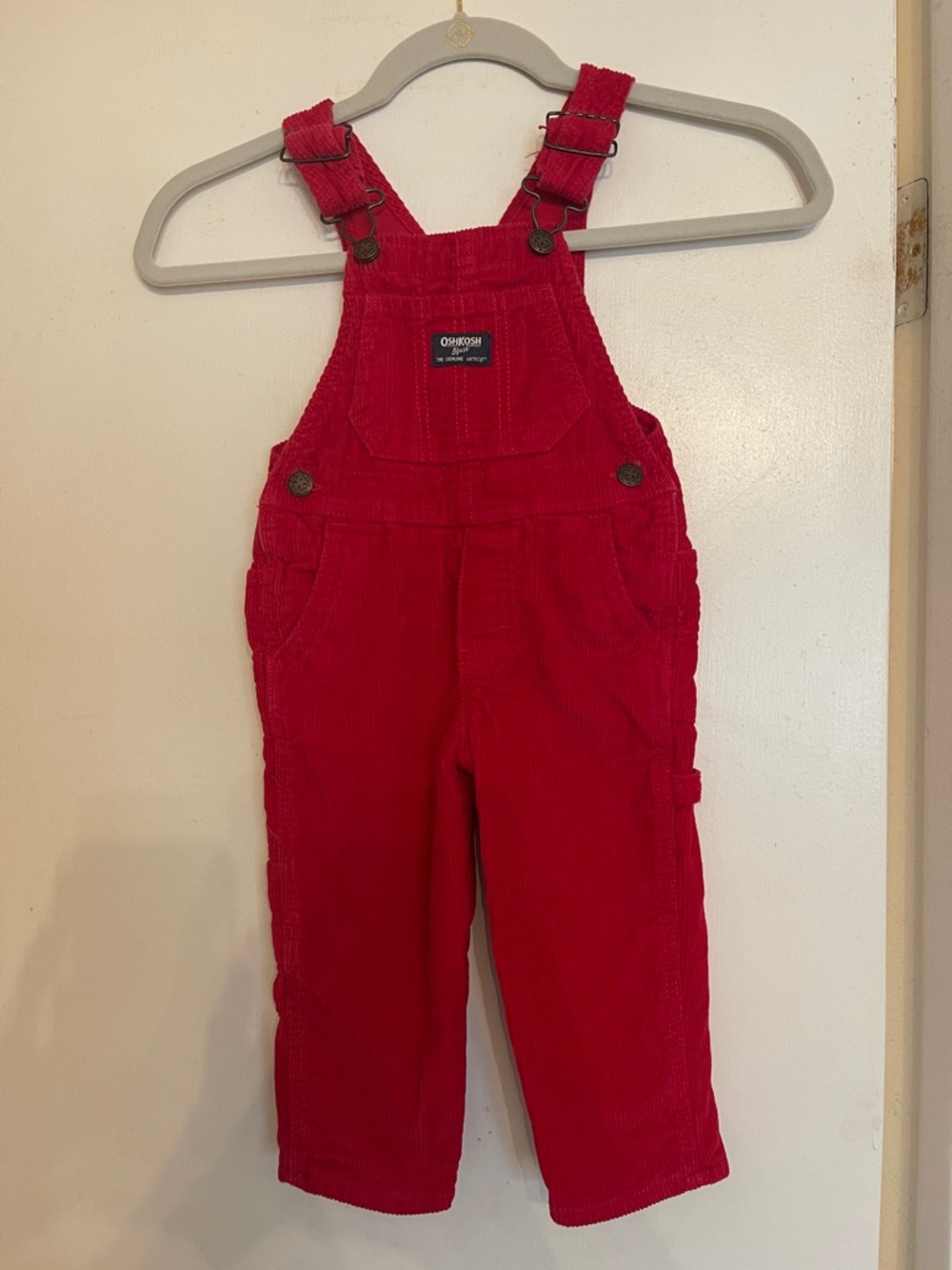 OshKosh B'gosh Bright Red Corduroy Overalls for Toddlers 2T